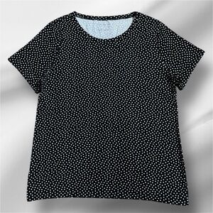 Ann Taylor Factory Black and White micro polka dot Short Sleeve Top size L